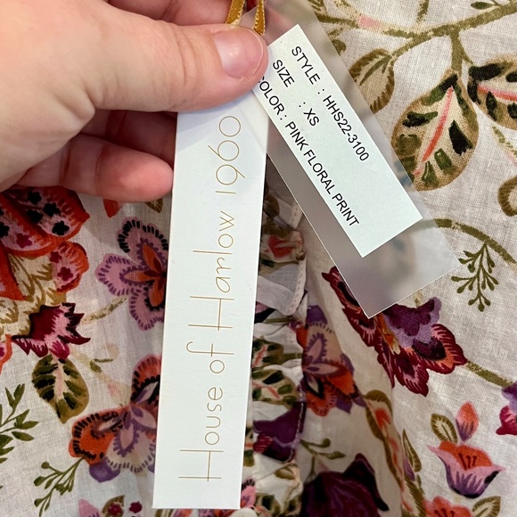 NWT House of Harlow 1960 Button Down Pink Floral Print Blouse Extra Small XS - Picture 4 of 10